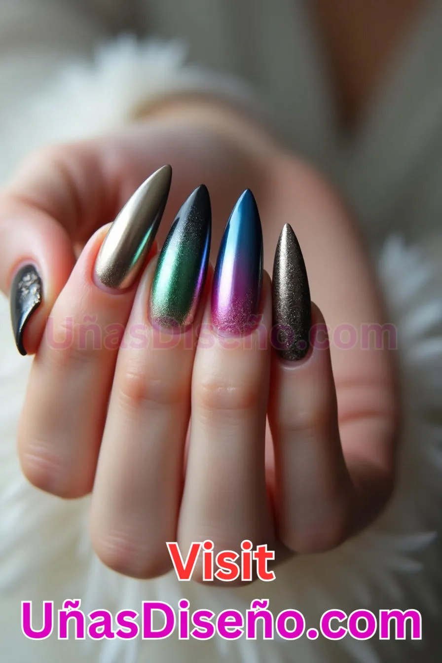 6. Atrevida almendra metálica - Reinventa tu Manicura 25 Diseños de Uñas Almendra Impresionantes para (6).jpeg