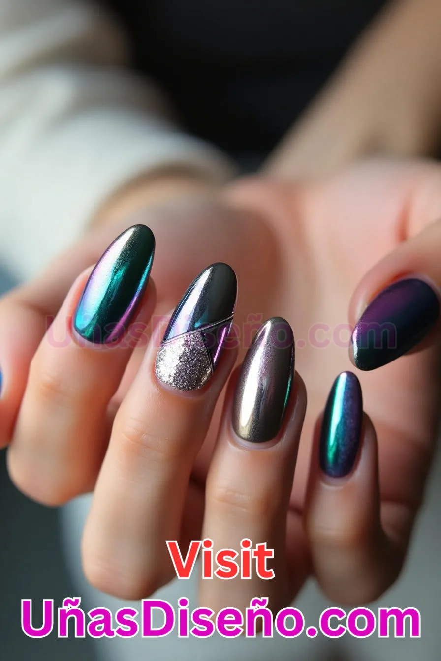 6. Atrevida almendra metálica - Reinventa tu Manicura 25 Diseños de Uñas Almendra Impresionantes para (7).jpeg