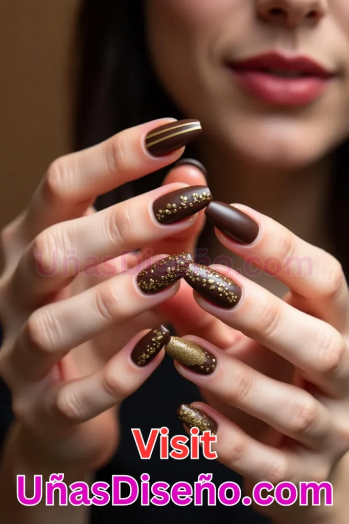 6. Degradado de Chocolate a Caramelo - 15 Diseños de Uñas de Chocolate Oscuro que Complementarán tu Look a la Perfección (3).jpeg