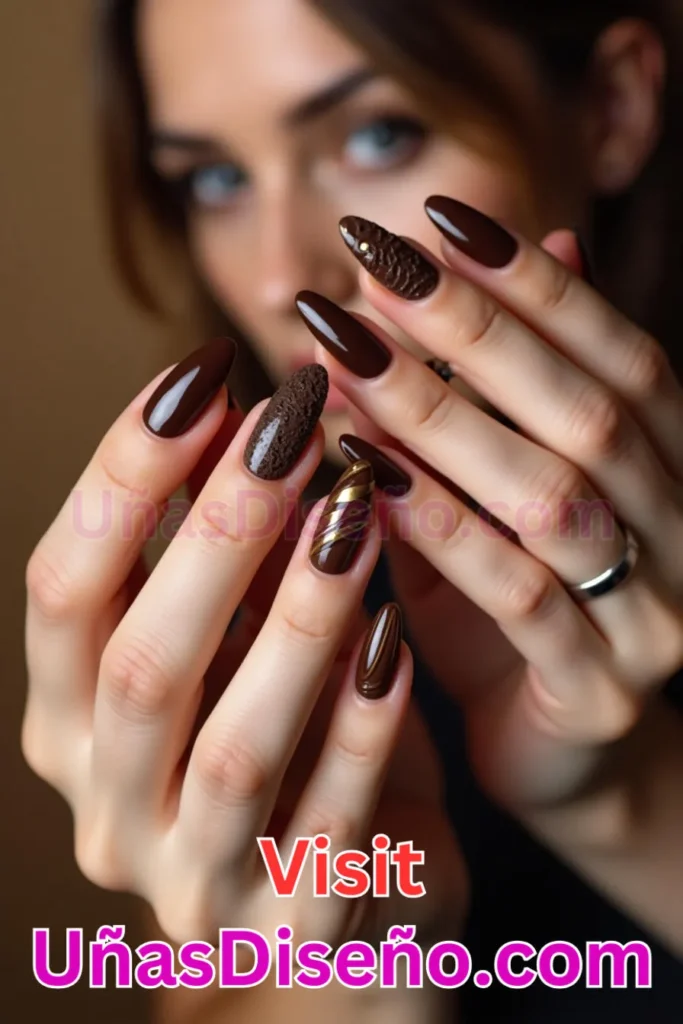 6. Degradado de Chocolate a Caramelo - 15 Diseños de Uñas de Chocolate Oscuro que Complementarán tu Look a la Perfección (5).jpeg