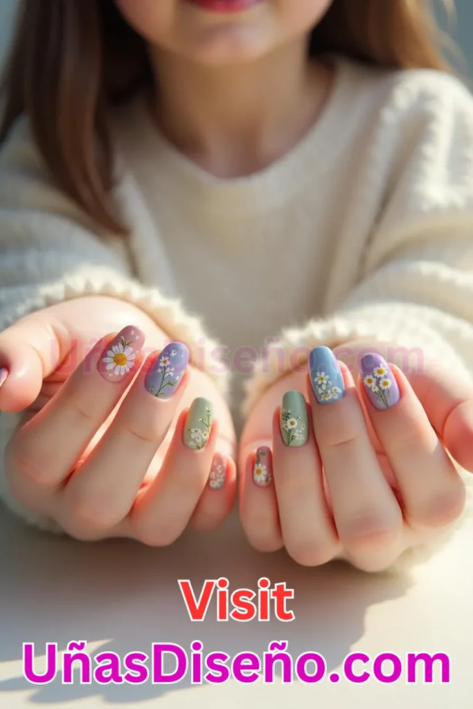 6. Diseños de uñas con estampado floral y pequeñas flores silvestres blancas (2).jpeg