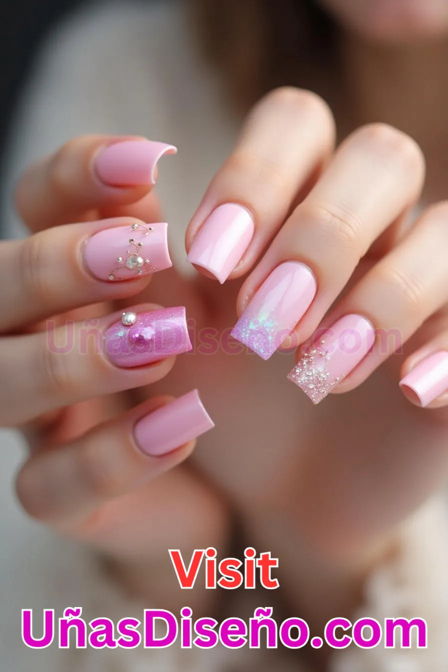 6. Fantasía Rosa - Los 20 mejores diseños de uñas con purpurina para lucir un look deslumbrante (10).jpeg