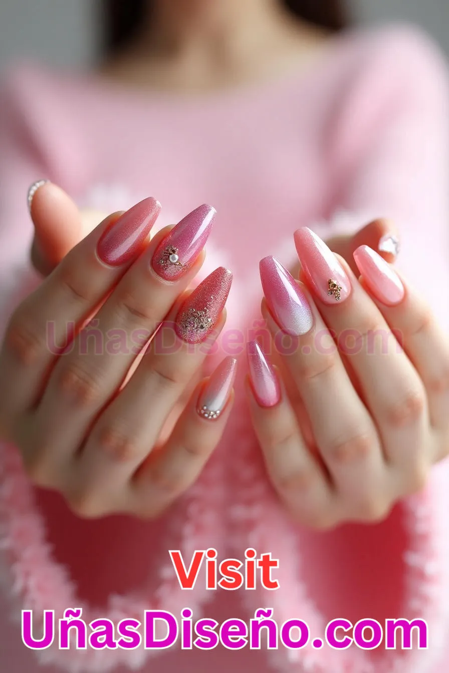 6. Fantasía Rosa - Los 20 mejores diseños de uñas con purpurina para lucir un look deslumbrante (6).jpeg