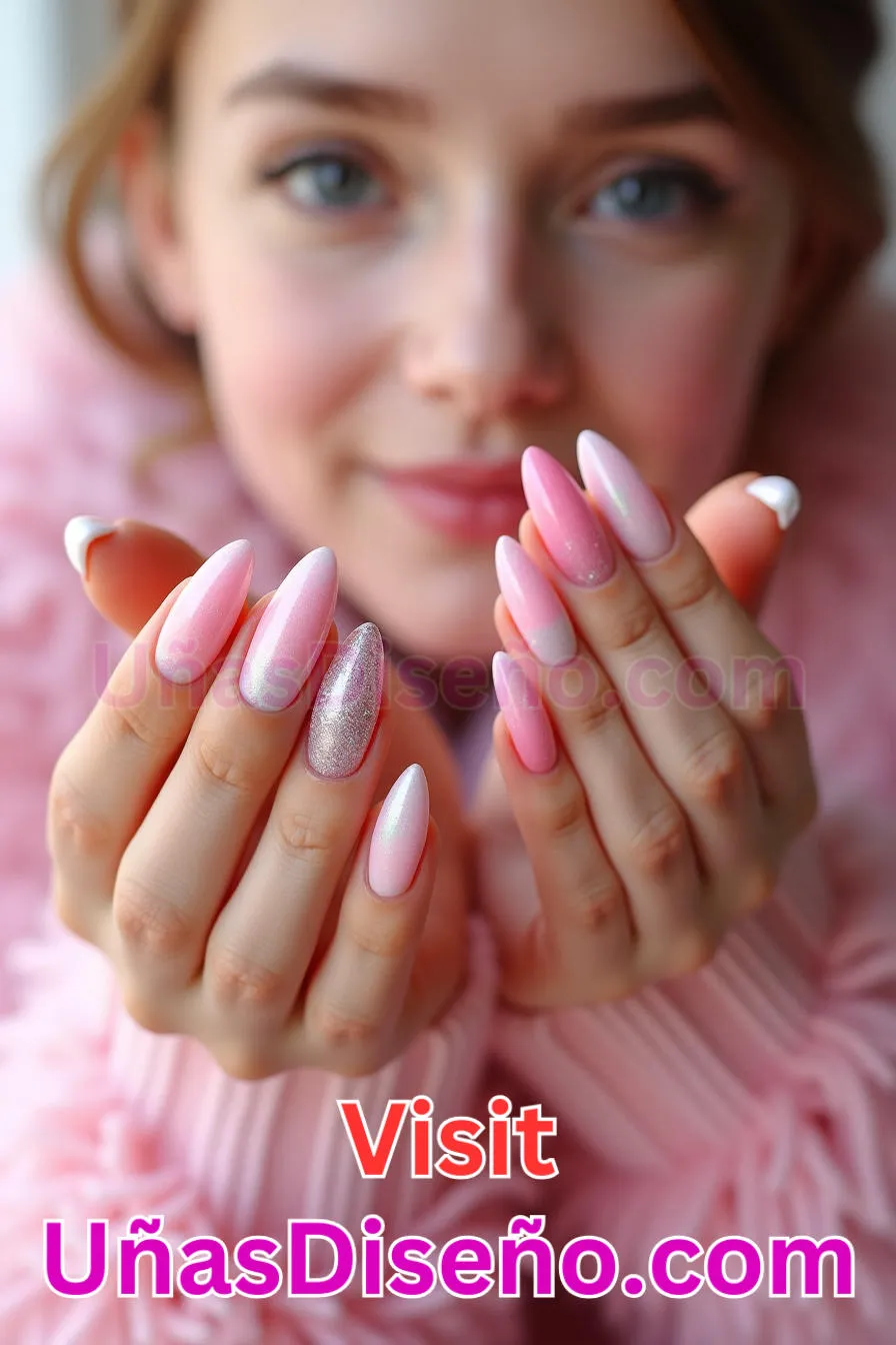 6. Fantasía Rosa - Los 20 mejores diseños de uñas con purpurina para lucir un look deslumbrante (7).jpeg
