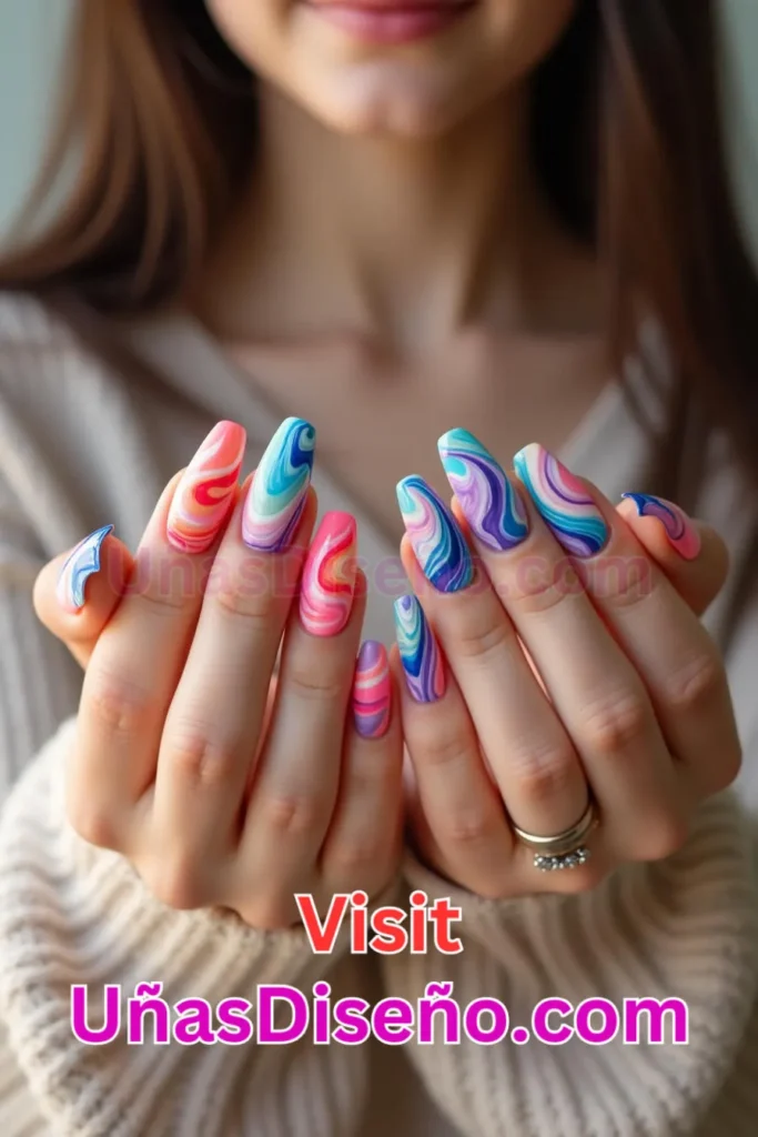 6. Swirled Color Art - 25 innovadores diseños de uñas semipermanentes para un look elegante y duradero (2).jpeg