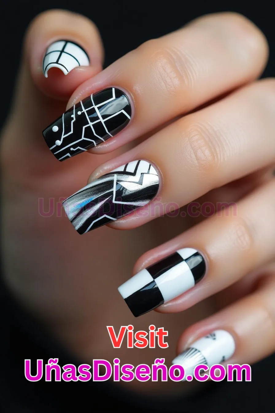 6. Uñas Cyber Skittle en blanco y negro - 12 modernos diseños de uñas transparentes con motivos y detalles únicos 3.jpeg