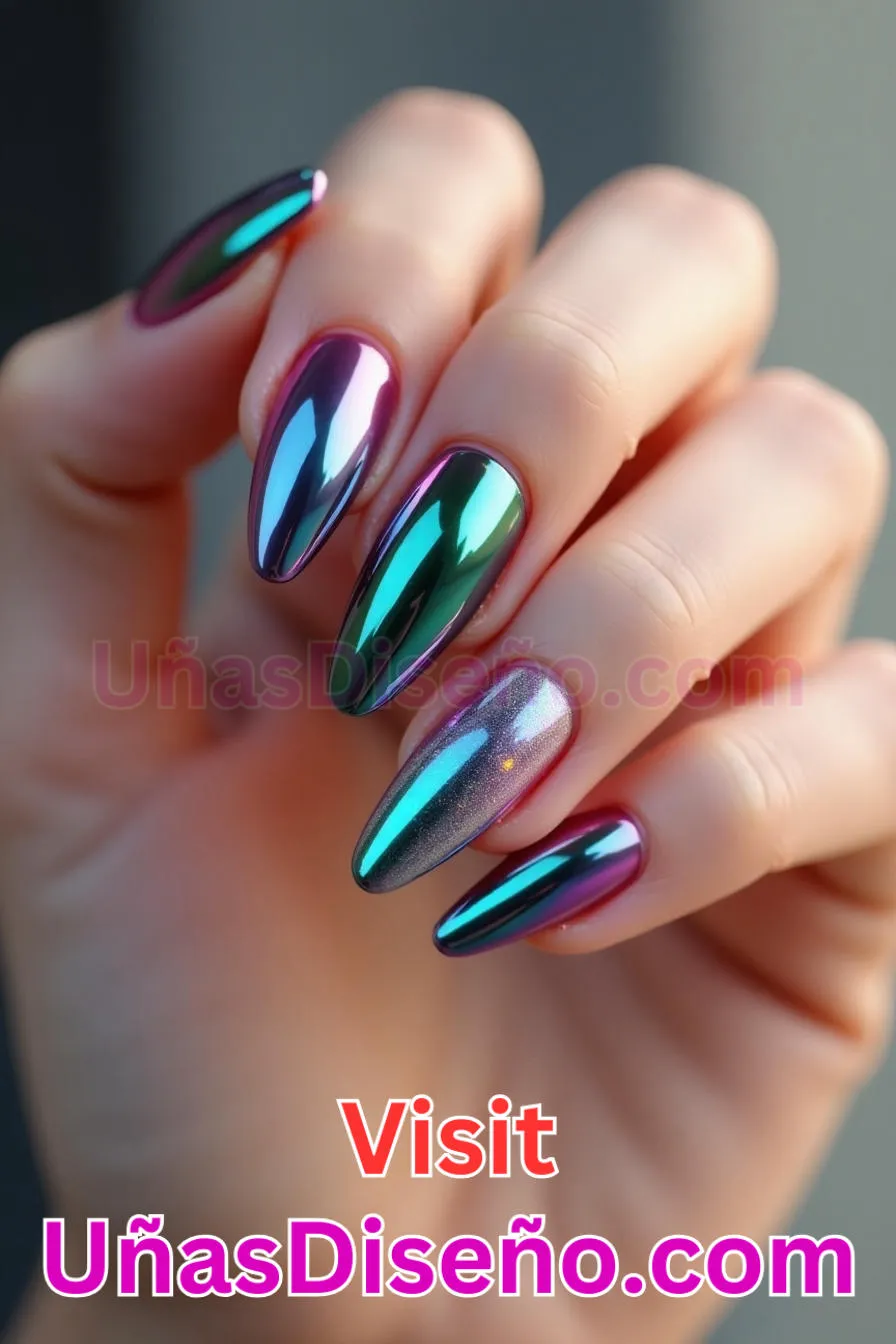 7. Acabado Cromo Espejo - Brilla como nunca 25 diseños de esmaltes de gel, gelish y gel para uñas que tienes que probar (3).jpeg