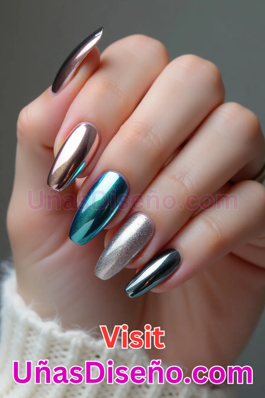 7. Acabado Cromo Espejo - Brilla como nunca 25 diseños de esmaltes de gel, gelish y gel para uñas que tienes que probar (6).jpeg