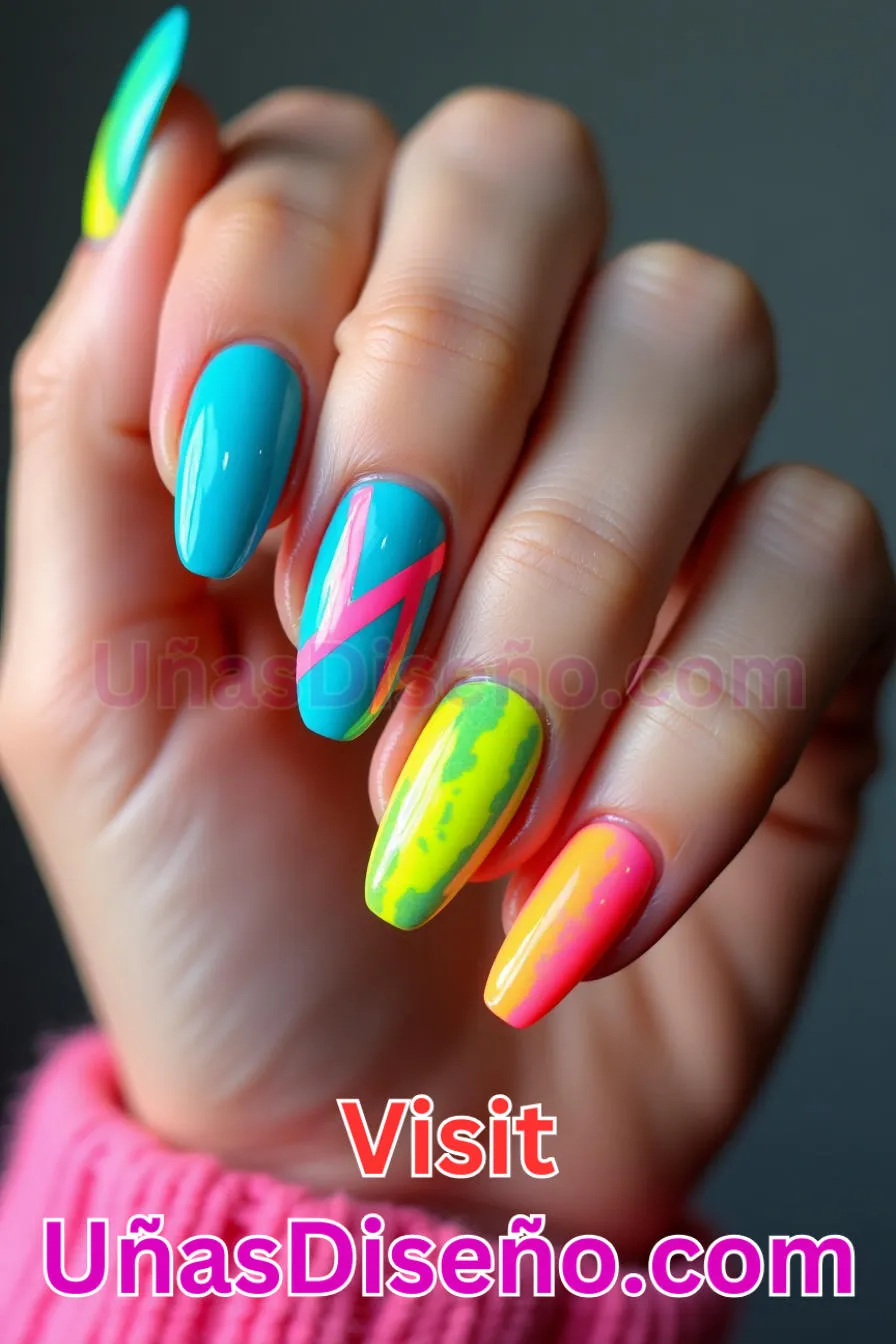 7. Colores Neón Pop - Cómo Elegir el Diseño Perfecto para Uñas Almendra 21 Ideas Exclusivas para Brillar (4).jpeg