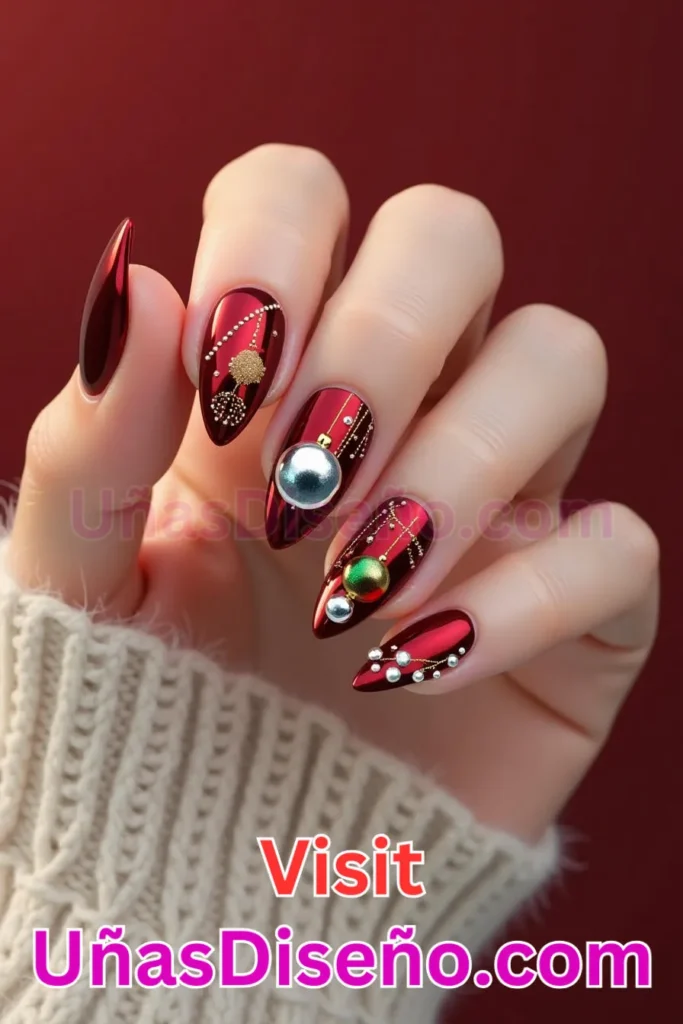 7. Esferas Navideñas con Acabado Metálico Diseños de Uñas Navideñas (2).jpeg