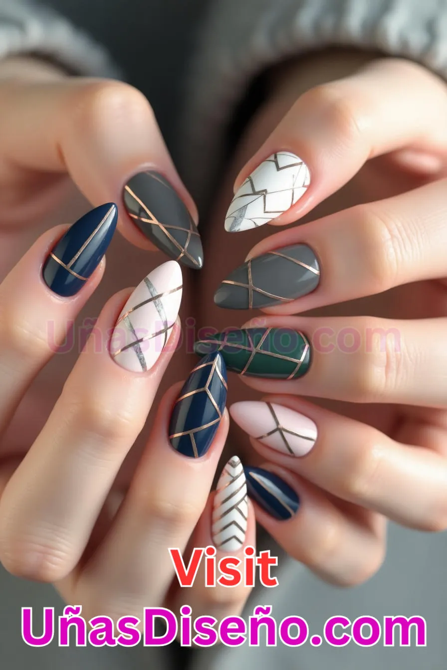 7. Líneas Geométricas Almendra - Reinventa tu Manicura 25 Diseños de Uñas Almendra Impresionantes para (3).jpeg
