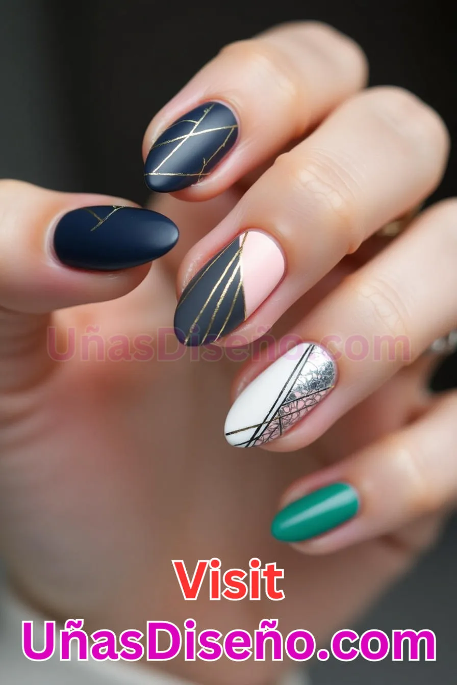 7. Líneas Geométricas Almendra - Reinventa tu Manicura 25 Diseños de Uñas Almendra Impresionantes para (4).jpeg