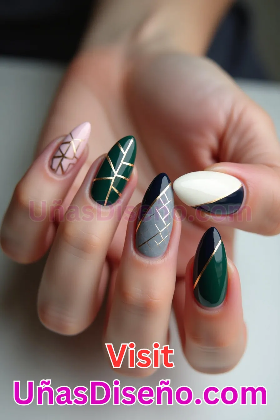 7. Líneas Geométricas Almendra - Reinventa tu Manicura 25 Diseños de Uñas Almendra Impresionantes para (6).jpeg