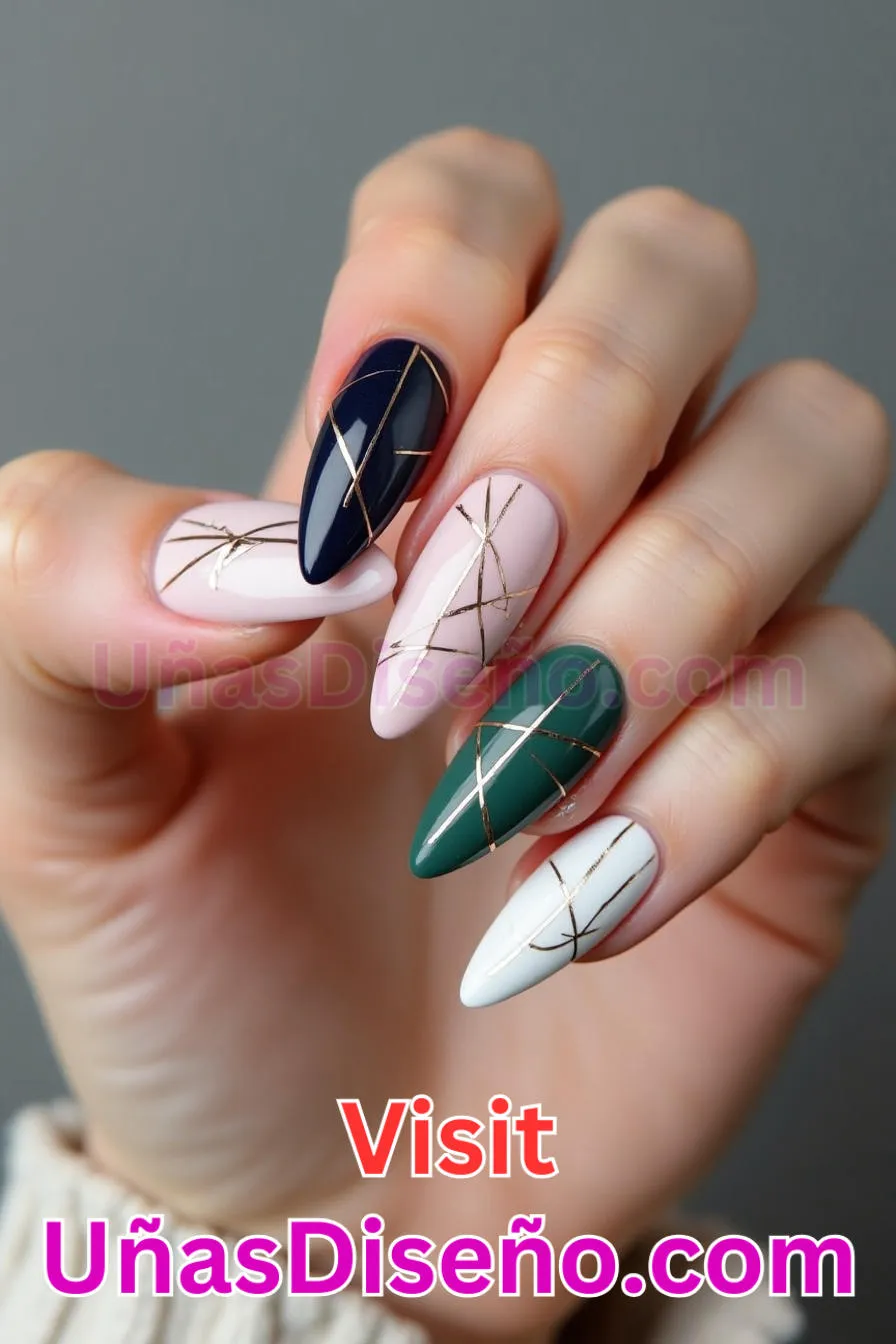 7. Líneas Geométricas Almendra - Reinventa tu Manicura 25 Diseños de Uñas Almendra Impresionantes para (7).jpeg