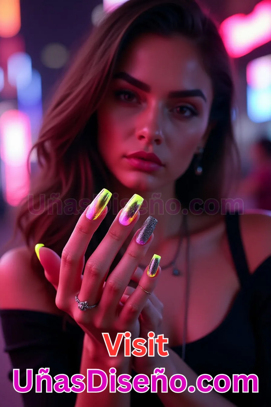 7. Manicura Francesa Inversa Neón (4)