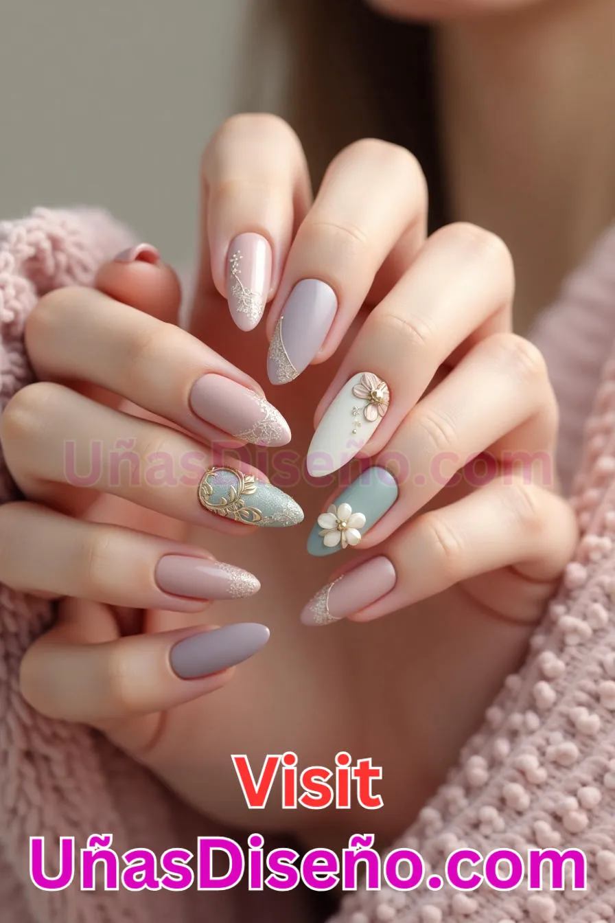 7. Revival Romántico Vintage - Tendencias 30 Estilos de Uñas Almendra que Marcan la Diferencia (3).jpeg