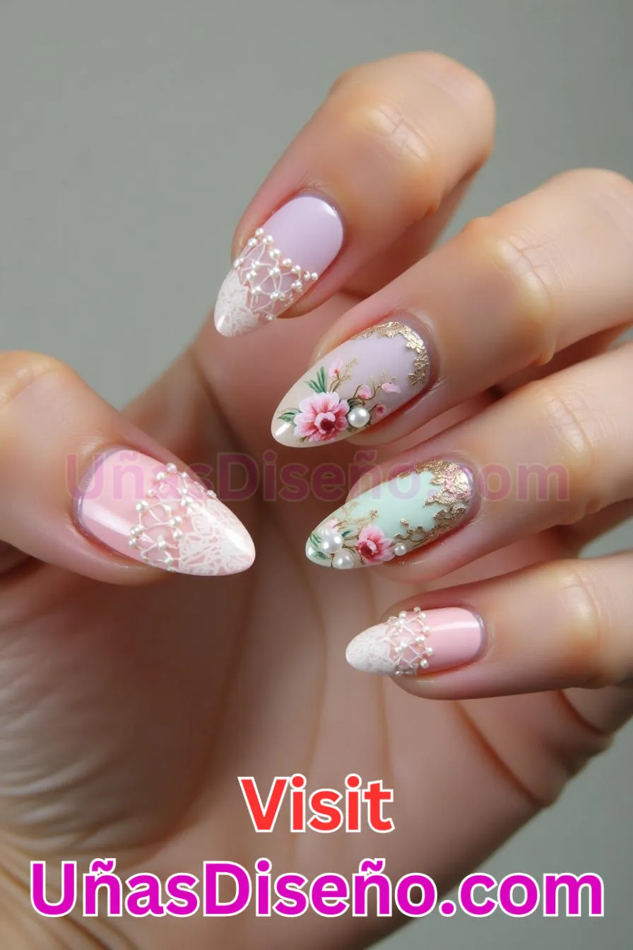 7. Revival Romántico Vintage - Tendencias 30 Estilos de Uñas Almendra que Marcan la Diferencia (5).jpeg