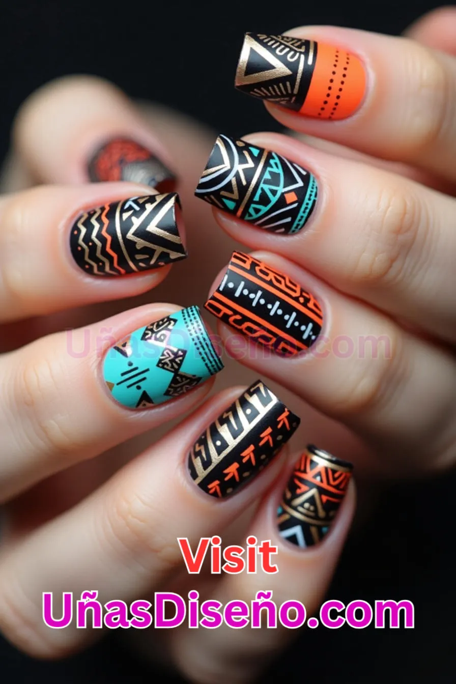 8 Uñas a rayas aztecas Los 25 Mejores Diseños de Uñas Para Principiantes 1.jpeg