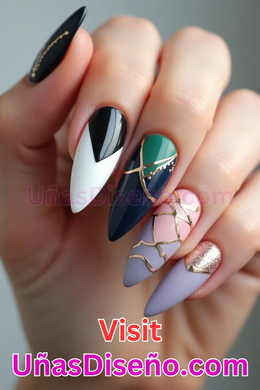 8. Atrevido Color Block Almendra - 20 Uñas de Almendra Elegance Diseños exclusivos para un look sofisticado (11).jpeg