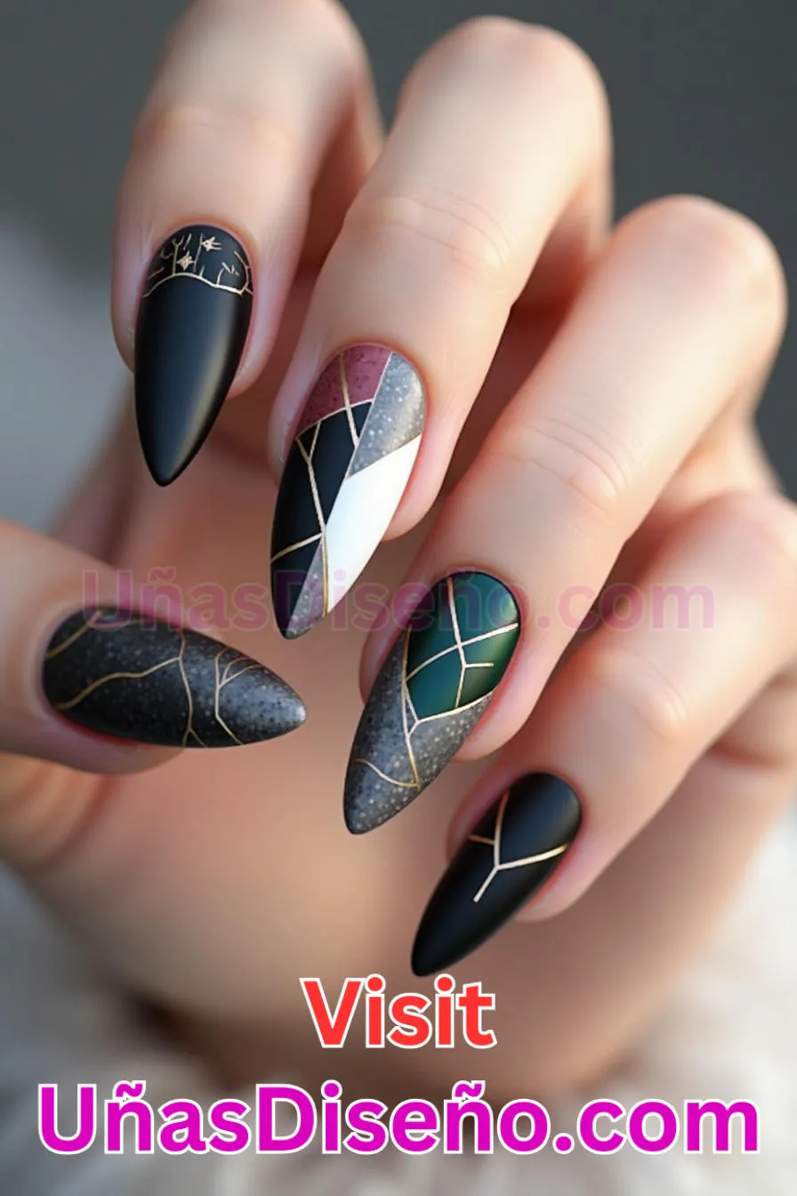 8. Atrevido Color Block Almendra - 20 Uñas de Almendra Elegance Diseños exclusivos para un look sofisticado (3).jpeg