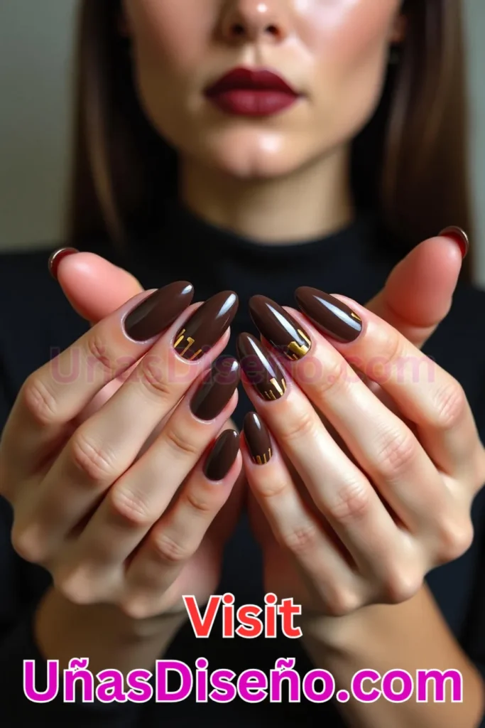 8. Chocolate Oscuro con Efecto Goteo - 15 Diseños de Uñas de Chocolate Oscuro que Complementarán tu Look a la Perfección (3).jpeg