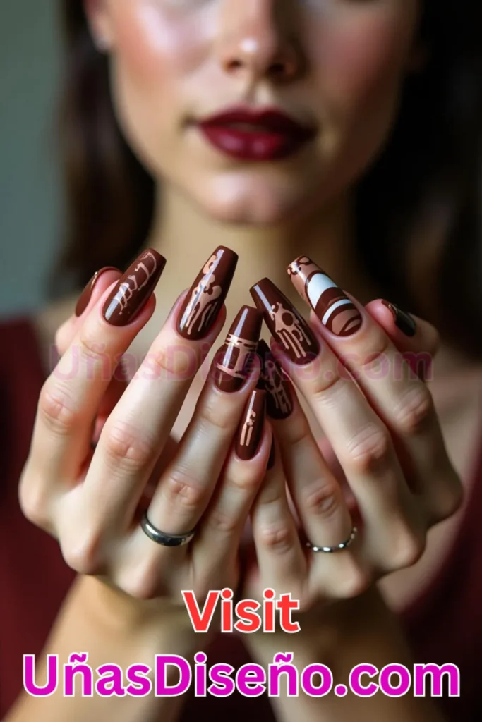 8. Chocolate Oscuro con Efecto Goteo - 15 Diseños de Uñas de Chocolate Oscuro que Complementarán tu Look a la Perfección (4).jpeg