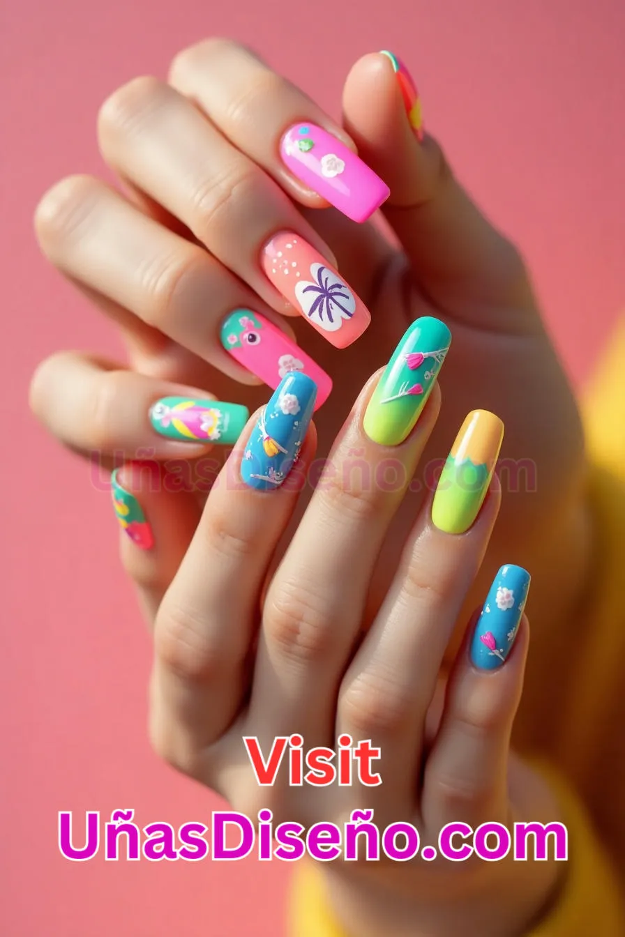 8. Diseño de Uñas Neón Summer Vibes - 15 Diseños de uñas de neón de moda para un look atrevido y vibrante 6.jpeg