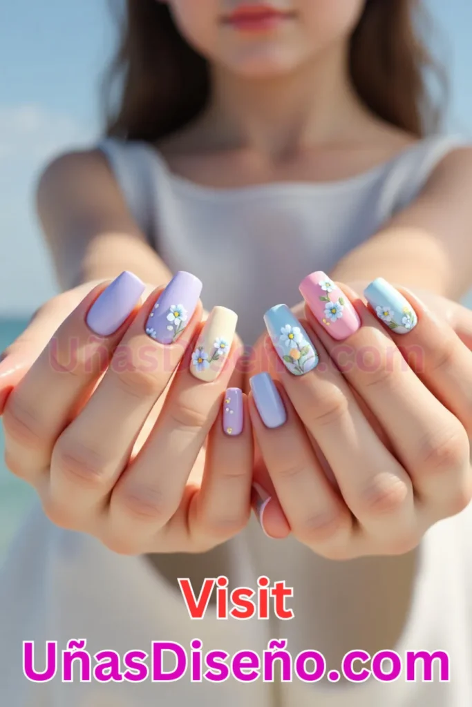 8. Diseños de uñas con estampado floral y nomeolvides azules (2).jpeg