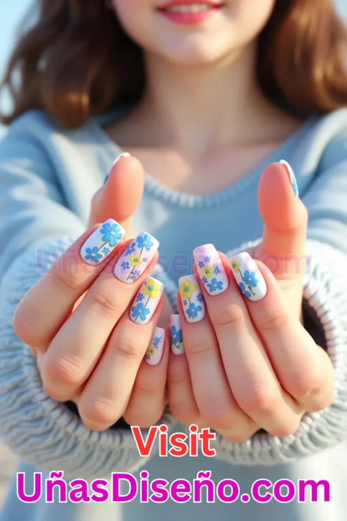 8. Diseños de uñas con estampado floral y nomeolvides azules (3).jpeg