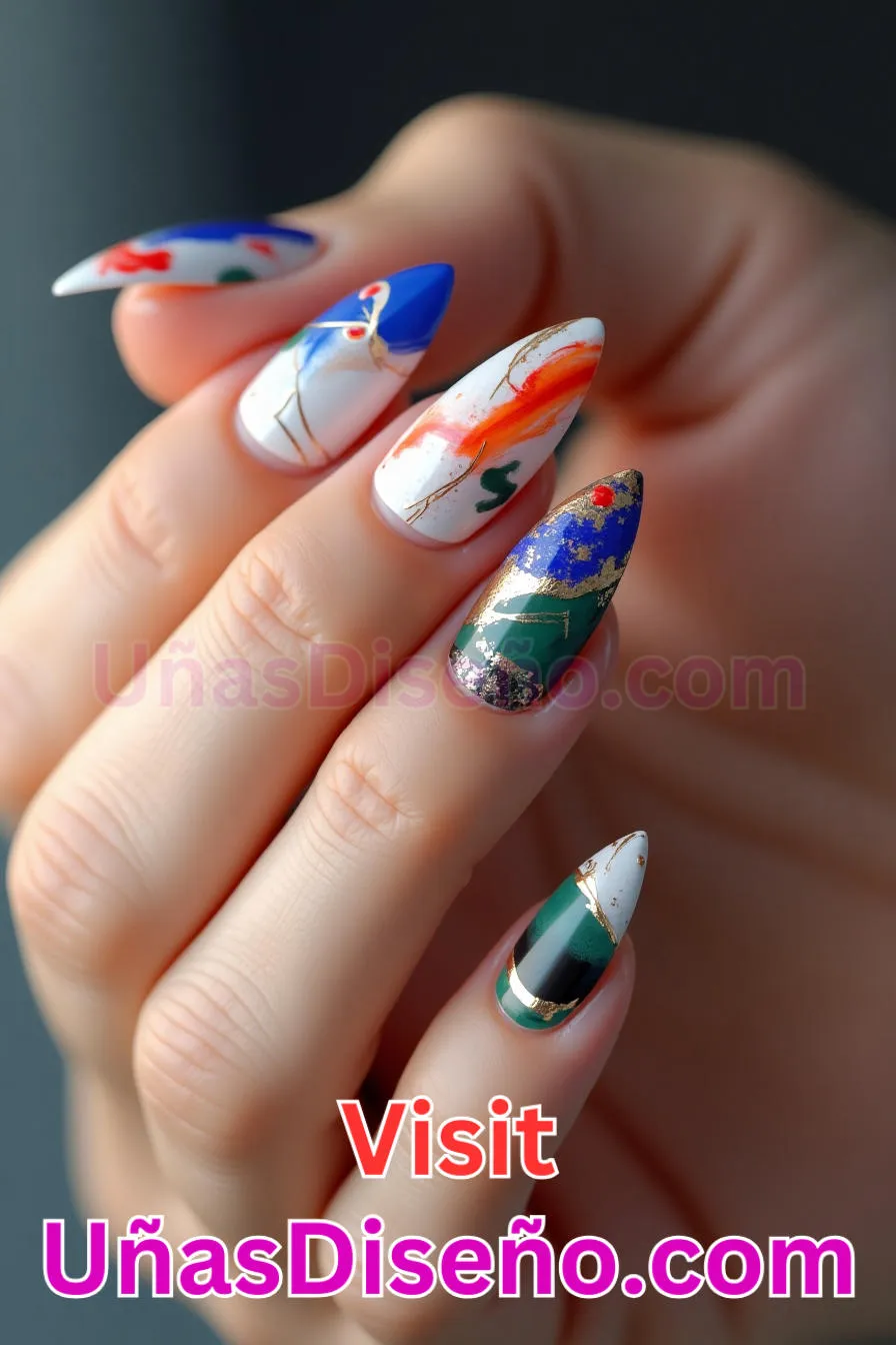 8. Expresión de Arte Abstracto - Tendencias 30 Estilos de Uñas Almendra que Marcan la Diferencia (1).jpeg