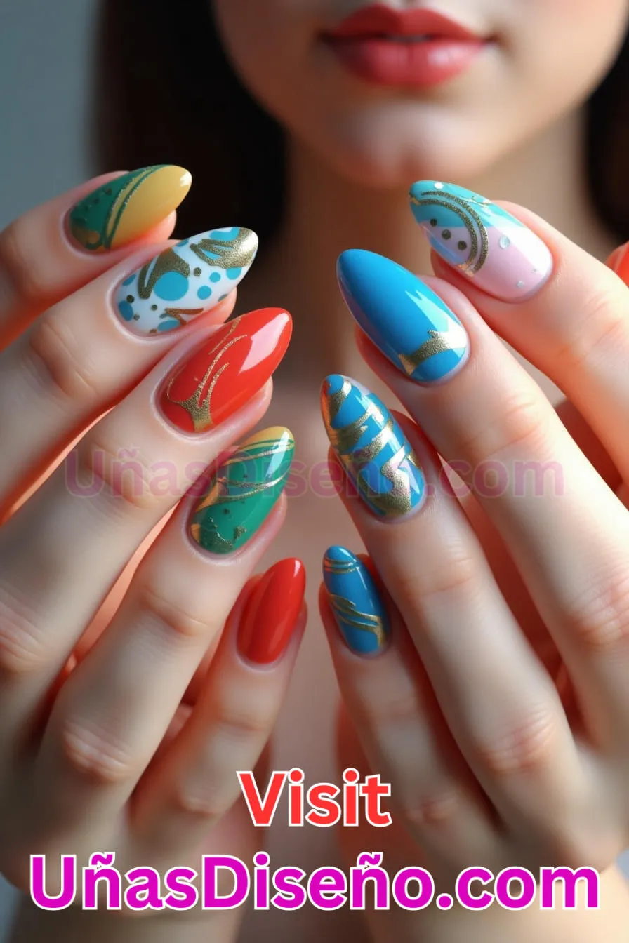 8. Expresión de Arte Abstracto - Tendencias 30 Estilos de Uñas Almendra que Marcan la Diferencia (2).jpeg