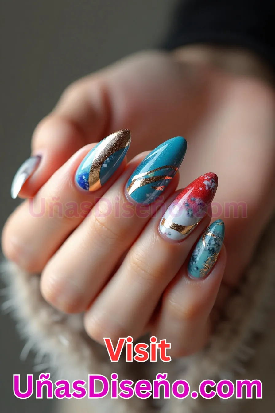 8. Expresión de Arte Abstracto - Tendencias 30 Estilos de Uñas Almendra que Marcan la Diferencia (3).jpeg