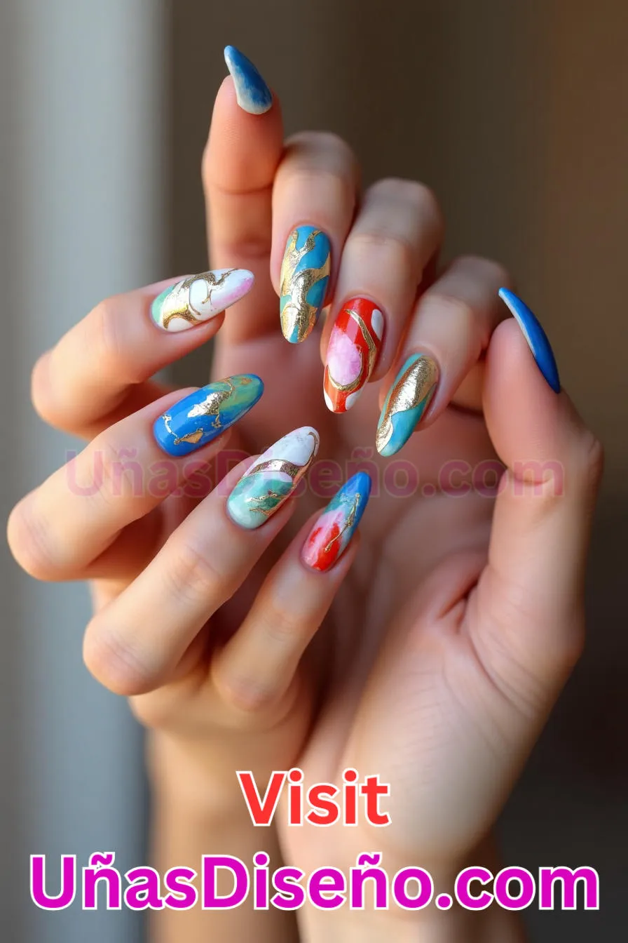 8. Expresión de Arte Abstracto - Tendencias 30 Estilos de Uñas Almendra que Marcan la Diferencia (4).jpeg