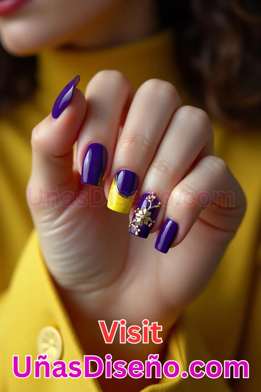 8. Manicura Francesa Inversa en Morado y Amarillo (3)