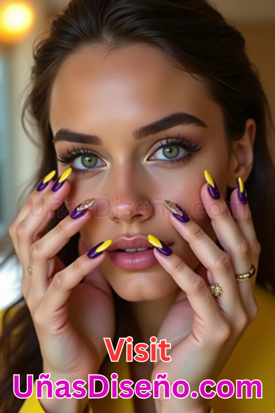 8. Manicura Francesa Inversa en Morado y Amarillo (5)