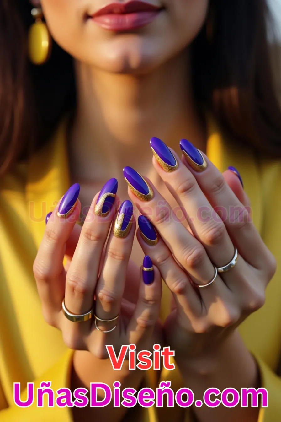 8. Manicura Francesa Inversa en Morado y Amarillo (6)