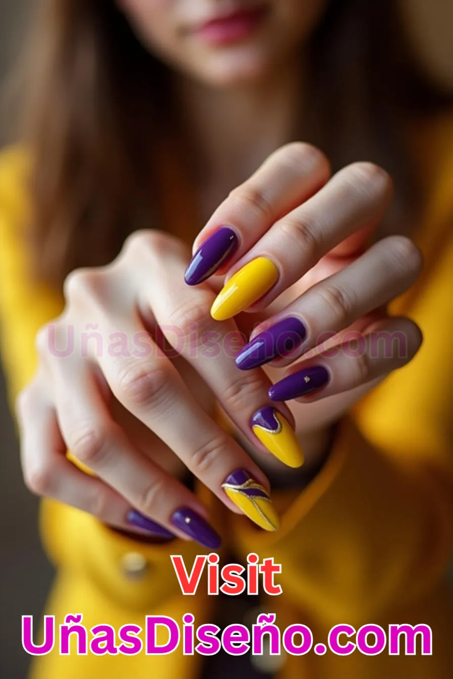 8. Manicura Francesa Inversa en Morado y Amarillo (7)