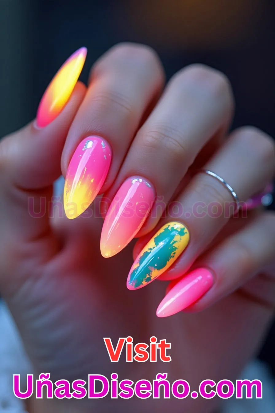 8. Uñas Neón Pop - Brilla como nunca 25 diseños de esmaltes de gel, gelish y gel para uñas que tienes que probar (2).jpeg