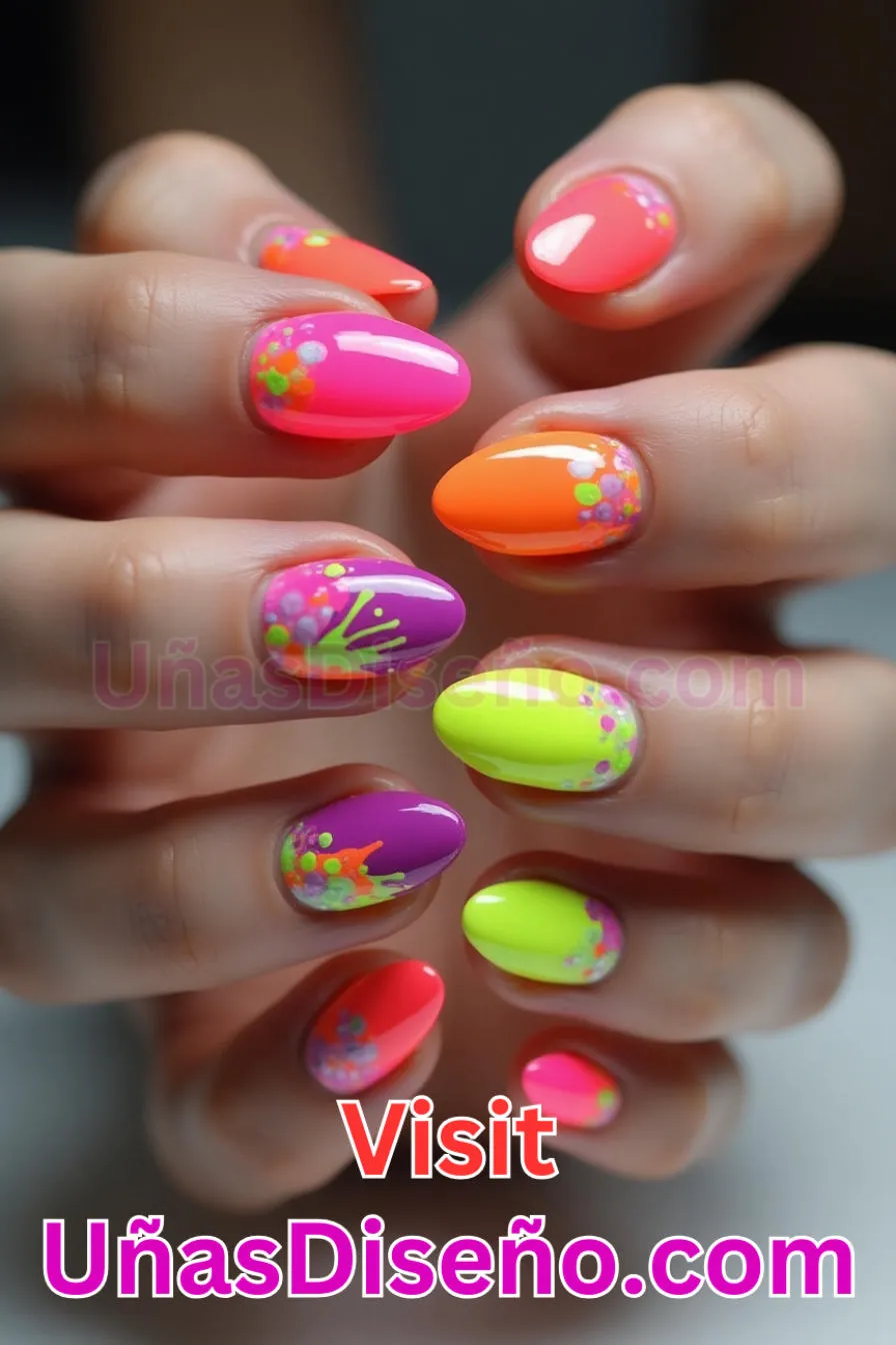 8. Uñas Neón Pop - Brilla como nunca 25 diseños de esmaltes de gel, gelish y gel para uñas que tienes que probar (5).jpeg