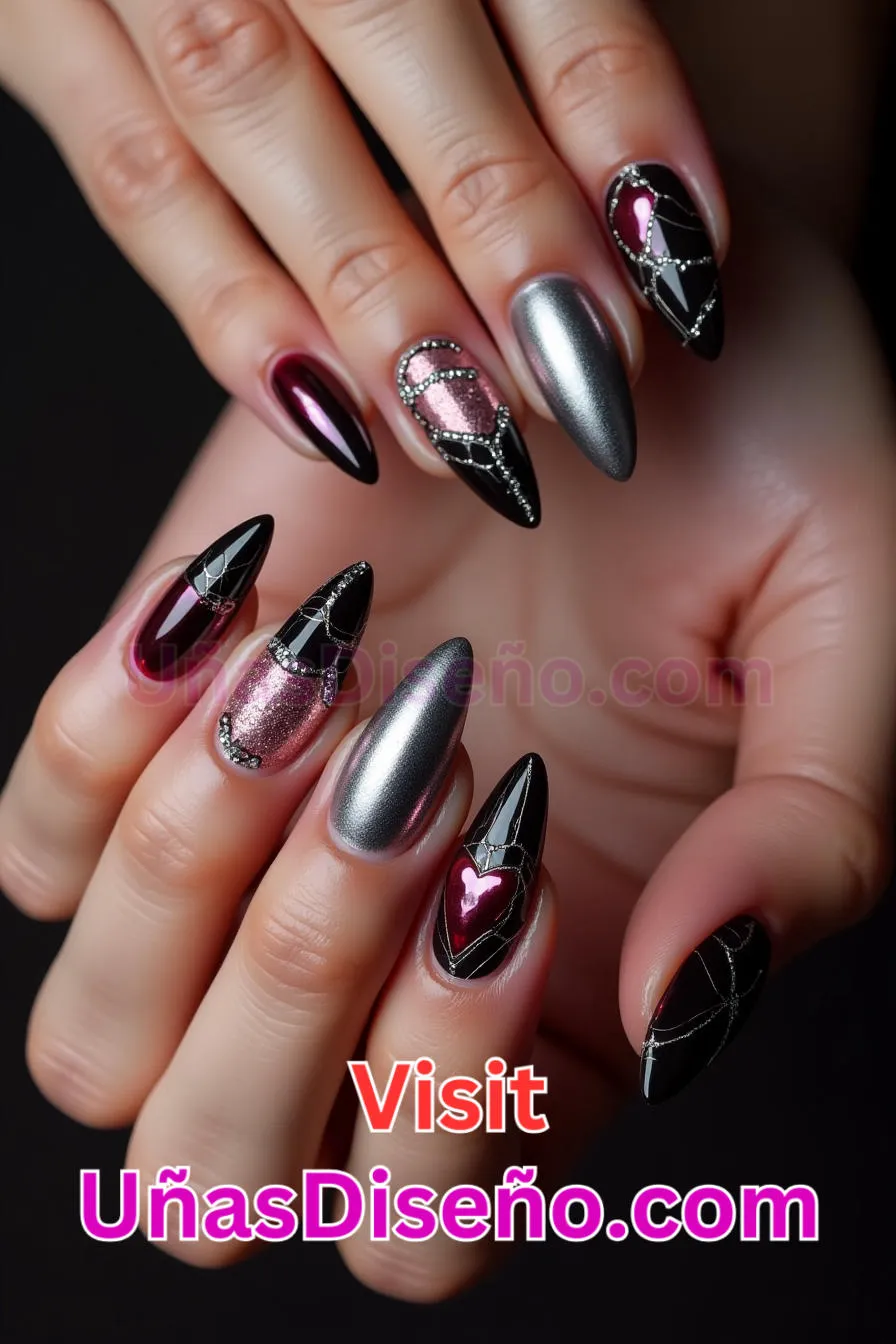 8. Uñas cromadas brillantes Heartbreak - 12 modernos diseños de uñas transparentes con motivos y detalles únicos 4.jpeg
