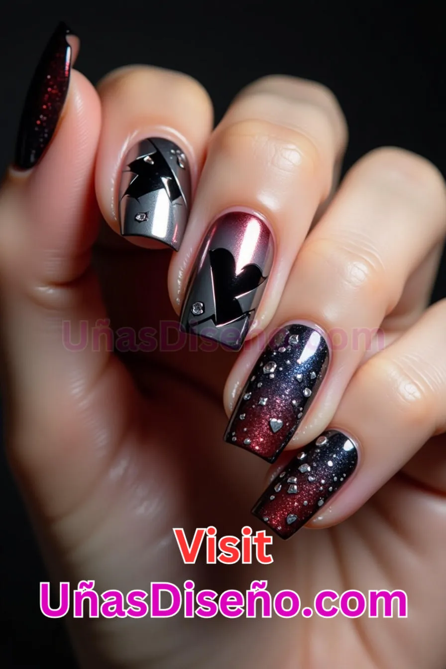 8. Uñas cromadas brillantes Heartbreak - 12 modernos diseños de uñas transparentes con motivos y detalles únicos 5.jpeg