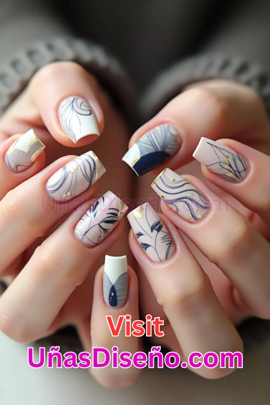 9 Dibujo lineal Diseños de uñas acrílicas mejores diseños de uñas acrílicas para una manicura elegante y duradera 1.jpeg