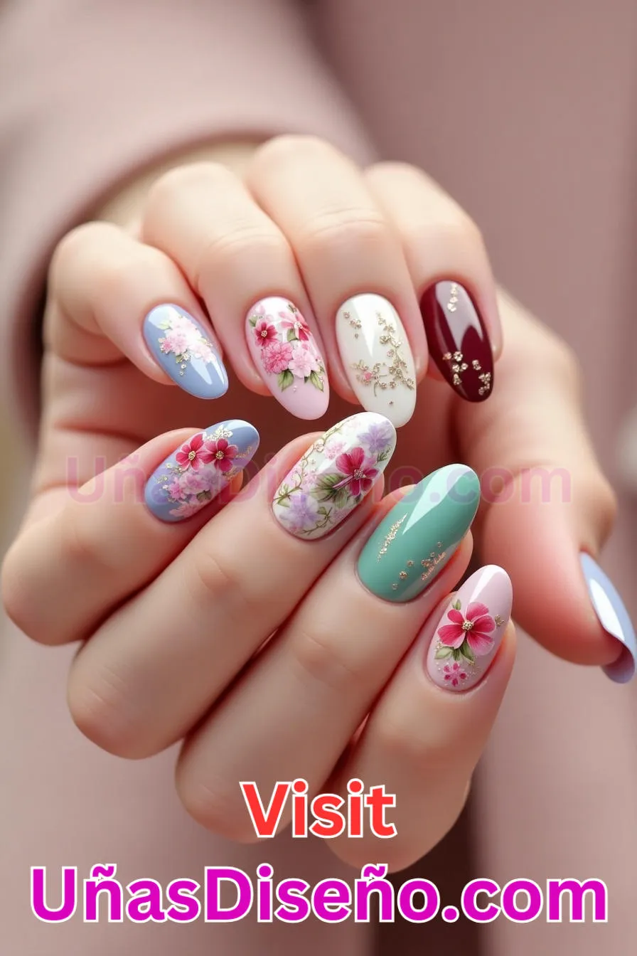 9. Capricho Floral Delight - Tendencias 30 Estilos de Uñas Almendra que Marcan la Diferencia (3).jpeg
