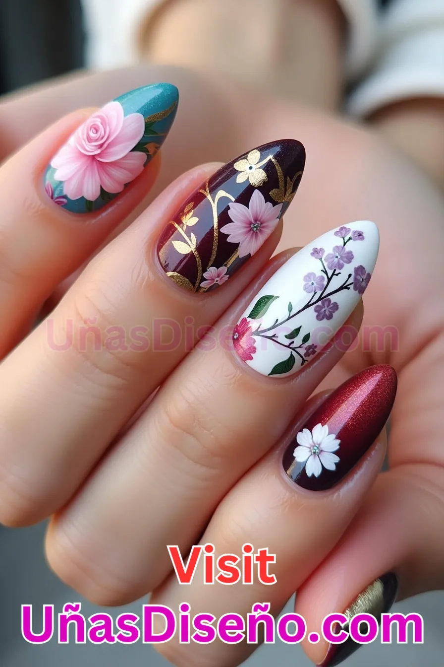 9. Capricho Floral Delight - Tendencias 30 Estilos de Uñas Almendra que Marcan la Diferencia (5).jpeg