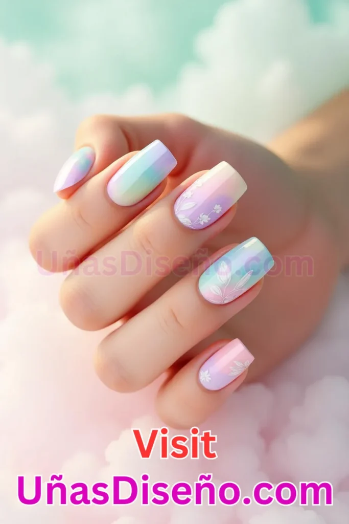 9. Capricho de acuarela pastel - 25 fascinantes ideas de esmaltes de uñas de gel para un look de salón perfecto (5).jpeg