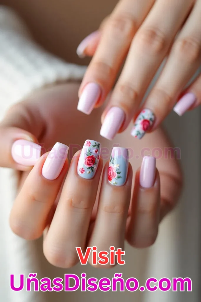 9. Delicadeza floral - 25 propuestas vanguardistas de diseños de uñas semipermanentes para un look único (2).jpeg