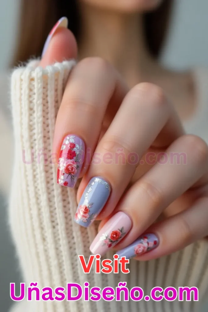 9. Delicadeza floral - 25 propuestas vanguardistas de diseños de uñas semipermanentes para un look único (3).jpeg