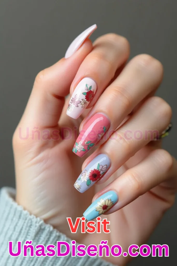 9. Delicadeza floral - 25 propuestas vanguardistas de diseños de uñas semipermanentes para un look único (4).jpeg