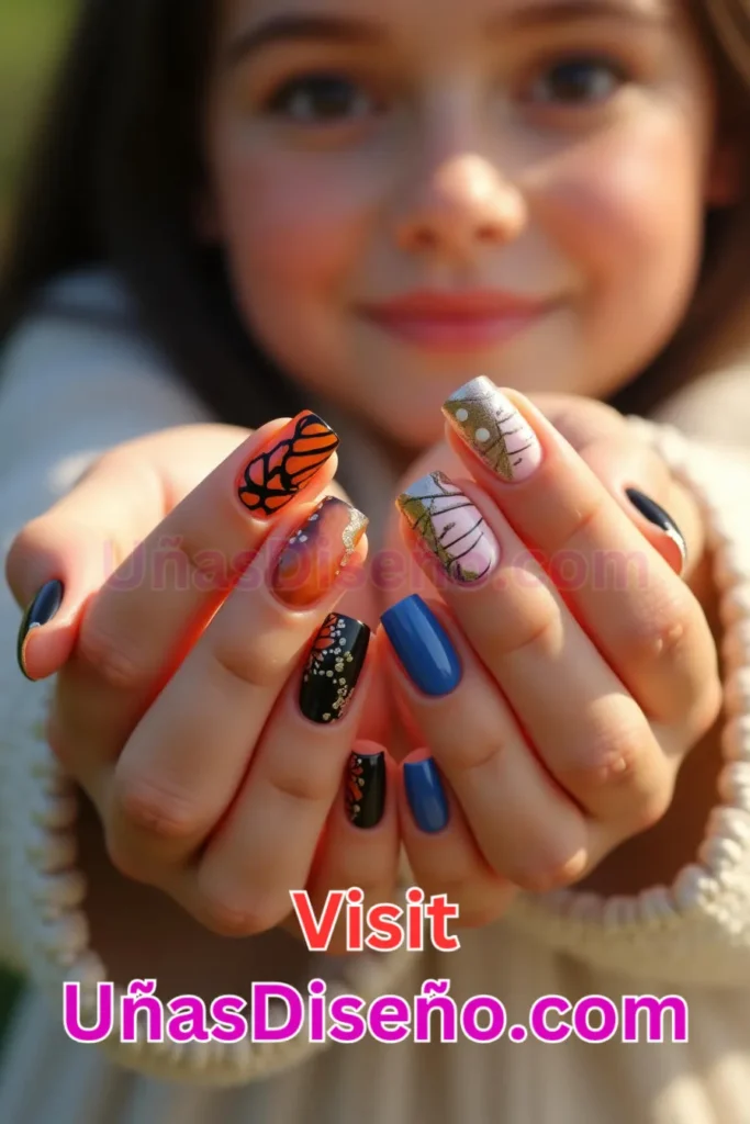 9. Mariposa monarca Diseños de uñas - 51 Diseños de uñas con estampado animal para combinar a la perfección con tus vestidos (1).jpeg