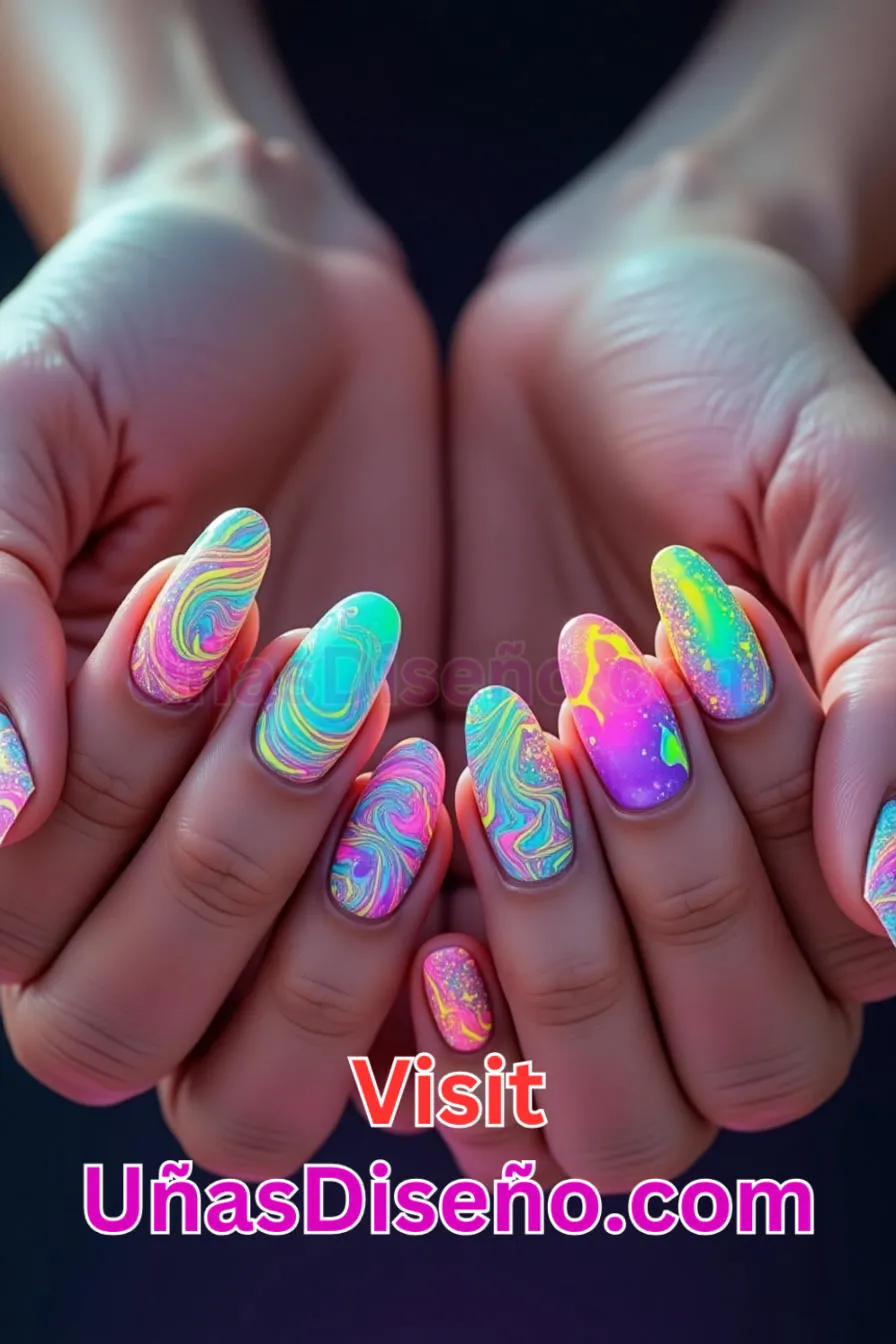 9. Uñas de Neón Abstracto - 15 Diseños de uñas de neón de moda para un look atrevido y vibrante 10.jpeg